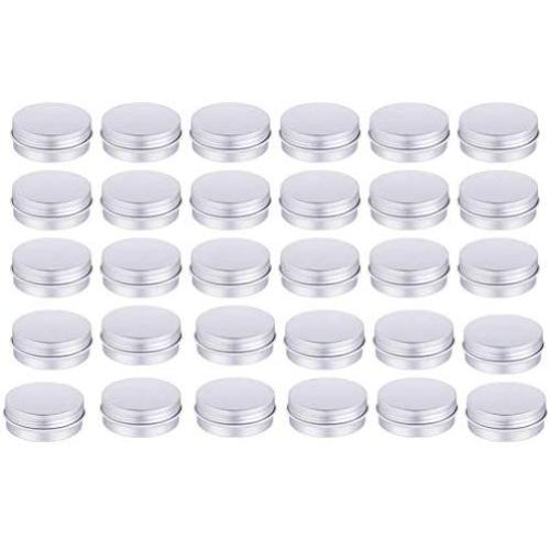 (2oz) 30 Pack Tin Cans Screw Top Round Metal Lip Balm Tins Containers Lids -Great for Store Spices, Candies, Tea or Gift Giving