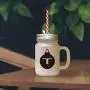 Black"T" Christmas Tree Toy Monogram T Frosted Glass Mason Jar With Straw Black"T" Christmas Tree Toy Monogram T Frosted Glass Mason Jar With Straw