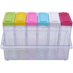 Seasoning Box Kitchen Transparent Salt Pepper Cumin Powder Storage Box Seasoning Box 6pcs/set Kitchen Spice Storage Bottle Jars