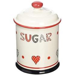 Fairmont & Main Kitchen Storage Jar-Sugar, Cream with red Hearts