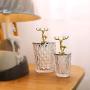SEVENMORE Elk Glass Embossed Crystal Candy Jar Chocolate Jar Nut Snack Jar Tea Caddy Glass Kitchen Storage Jars Home Decor Centerpieces (S)