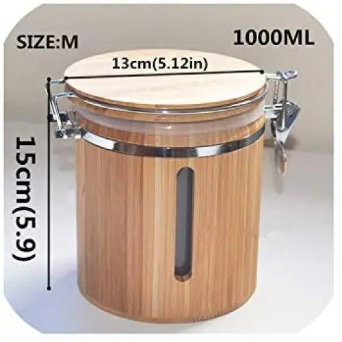 Kitchen Storage Jars For Bulk Products Container With Lid Organizer Easy Lock Case Airtight Cans Receive Spice Box Wooden,B028-2M