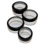 Travel Sample Plastic Clear Jar w Window Black Rim Cap 4 Kind of Capacities (3 Sets)