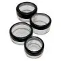 Travel Sample Plastic Clear Jar w Window Black Rim Cap 4 Kind of Capacities (2 Sets)