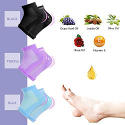 Moisturizing Socks, 3 Pairs-Moisturizing/Gel Heel Socks for Dry Cracked Heels, Open Toe Socks, Ventilate Gel Spa Socks to Heal and Treat Dry, Gel Lining Infused with Vitamins (Blue, Purple, Black)