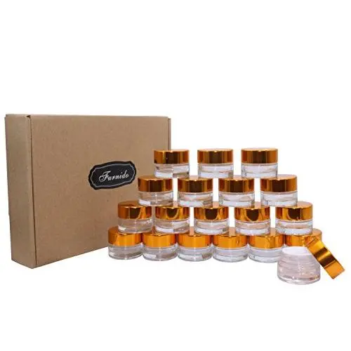 19er Beutel, 5g Glas Klare Kosmetik Behälter, Tragbar, Reise-DIY Augen-Make-up, Gesichtscreme, Lotion, Kosmetikbehälter, Leere Glasflasche, Jar, mit Innenbeschichtung, Golddeckel.