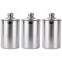 Vencer 3 Piece Set Large Sized 64oz,1.9L Each,304 Stainless Steel Canister Set with Glass Lids, Coffee, Tea, Sugar, Flour Canister for Kitchen