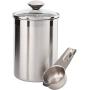 Beautiful Canisters Sets for the Kitchen Counter, 8-Piece Stainless Steel, Medium Sized with Glass Lids and Measuring Cups - SilverOnyx Tea Coffee Sugar Flour Canisters - 8pc Glass Lids