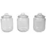Home Basics Dotted 40.5 oz. Glass Canister Jar with Glass Fresh Sealed Air-Tight Lid, Food/Grocery Storage for Tea, Coffee, Sugar, Lentil, Pasta Containers (Set of 3), Clear
