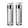 2Pcs White Empty Refillable Acrylic Vacuum Pump Bottle Leakproof Airless Container Jar For Storage Cream Lotion Toiletries Liquid With Silver Circle size 50ml/1.7oz