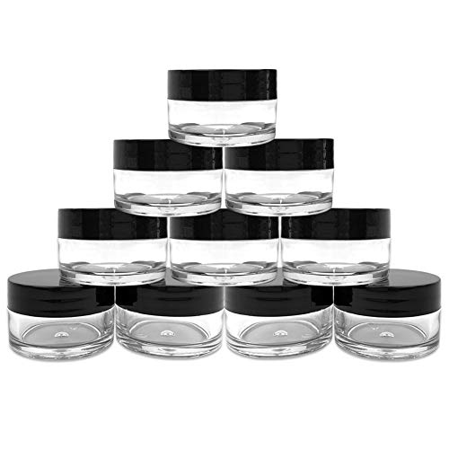 40Pcs 10 Gram Plastic Cosmetic Containers with Lids for Lotion, Creams, Toners, Lip Balms, Makeup Samples Jars BPA free (10g-40pcs, black)