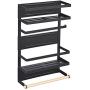 Magnetic Rack Refrigerator-Organizer Rustproof Spice Rack Storage (Black)