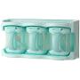 3 Pieces Seasoning Boxes Clear Seasoning Rack Spice Pots Storage Container Condiment Jars With Cover(green)