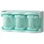 3 Pieces Seasoning Boxes Clear Seasoning Rack Spice Pots Storage Container Condiment Jars With Cover(green)