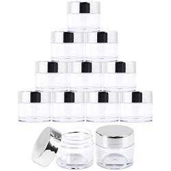 Beauticom 7 Gram / 7 ML (Quantity: 24 Pieces) Thick Wall Round Leak Proof Clear Acrylic Jars with SILVER Lids for Beauty, Cream, Cosmetics, Salves, Scrubs