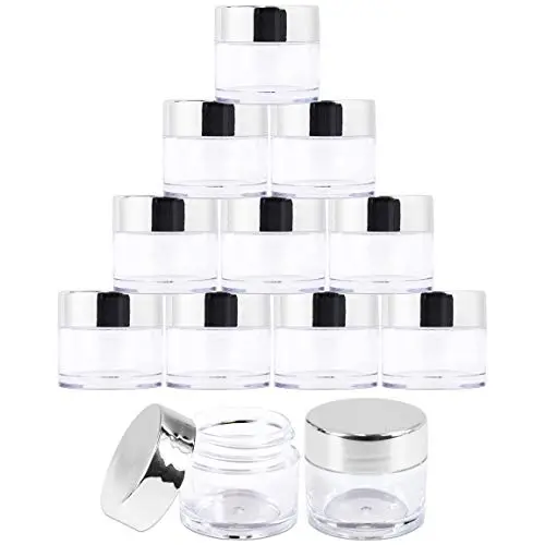 Beauticom 24er Set Dickwandige Klarsicht-Glasbehälter mit Silberdeckeln, 7 g / 7 ml – Ideal für Kosmetik, Cremes, Salben, Peelings