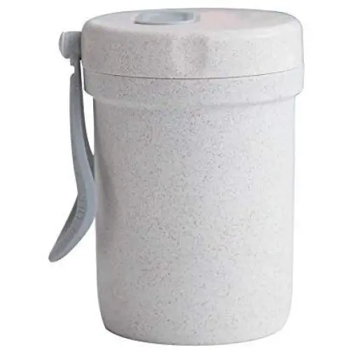 YBOBK Haus Kunststoff Reisstroh Trinkbecher, Leakproof, Mikrowellengeeignet, Kühlbox, Wiederverwendbar, Tragbar für unterwegs, mit Deckel für Joghurt, Milch, Cola (Beige)