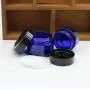 3er Satz 50ml/1,7oz Blaue Glasbehälter mit Schwarzdeckel und Innenliner für Kosmetikcreme, Lotion, Gesichtscremespender, Behälter, Töpfe, Behälter