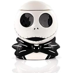 Toynk The Nightmare Before Christmas Cookie Jar - Jack Skellington Ceramic Storage Skull (9" x 7") Tim Burtons Classic Halloween & Christmas Decor - Kitchen, Home & Office Gifts