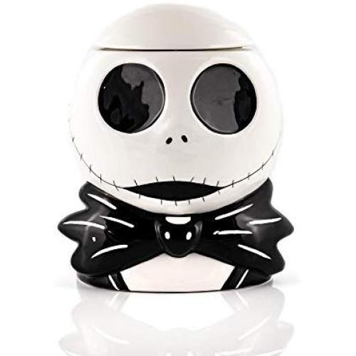 Toynk The Nightmare Before Christmas Cookie Jar - Jack Skellington Ceramic Storage Skull (9" x 7") Tim Burtons Classic Halloween & Christmas Decor - Kitchen, Home & Office Gifts