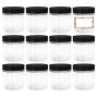 ljdeals 8oz Clear PET Plastic Jars with Lids, Refillable Empty Round Containers, Pack of 12, BPA Free, Made in USA, 12 Labels, Perfect for Kitchen, Cosmetic, Lotion, Personal Care Products and more