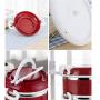 Thermos Food Jar Thermos Stainless Food Flask,Leakproof Insulated Food Containers,Folding Spoon (Color : Red, Size : 1400ML)