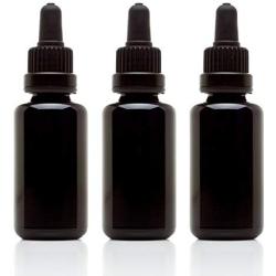 Infinity Jars 30 Ml (1 fl oz) Black Ultraviolet Glass Bottle w/Glass Eye Dropper 3-Pack