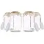 4 Pack - 1 Gallon Glass Jar w/Plastic Airtight Lid, Muslin Cloth, Rubber Band - Wide Mouth Easy Clean - BPA Free & Dishwasher Safe - Kombucha, Kefir, Canning, Sun Tea, Fermentation, Food Storage