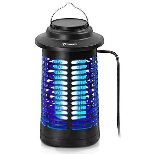 TOMPOL Insektensammelgerät für Drinnen und Draußen, Wasserdicht, Insektenspenderfalle, 4200V Elektro-Mücken-Killer für Garten, Terrasse (Schwarz)