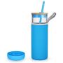 Tronco 24oz Glass Tumbler Glass Water Bottle Straw Silicone Pedestal Sleeve Bamboo Lid With Removeable Soft Insulator Sleeve - BPA Free (Pack of 2)