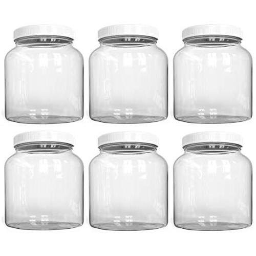 KombuJars ? Half Gallon GLASS Jars 64 oz Airtight Lined Seal Plastic Lid Cap, Wide Mouth Jar, Brewing Fermenting Kombucha, Storage Bottles Kefir Canning, Clear, Multi-use Mason (6)