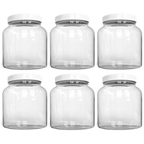 KombuJars ? Half Gallon GLASS Jars 64 oz Airtight Lined Seal Plastic Lid Cap, Wide Mouth Jar, Brewing Fermenting Kombucha, Storage Bottles Kefir Canning, Clear, Multi-use Mason (6)