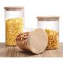 Glass Food Storage Container With Wood Cover Sealed Cans Sugar Bowl Spices Jar Tea Coffee Organizer For Bulk Products 600mlB174