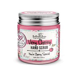 Bella and Bear Very Cherry Hand Scrub Exfoliating Dry Skin Remover - Oil Free - Hydrating Skin Smoothing Hand and Foot Scrub - Vegan