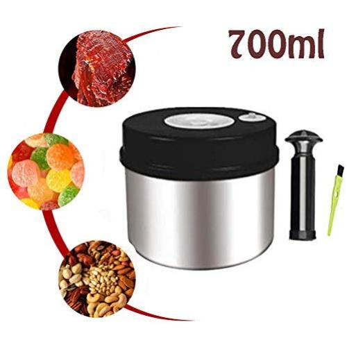 LEGOU Coffee Canister Airtight Container, Pump Suction Vacuum Sealed Tank, for Tea Coffee Sugar Milk Powder Cans,Stainless Steel Storage Jars,700ml