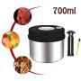 LEGOU Coffee Canister Airtight Container, Pump Suction Vacuum Sealed Tank, for Tea Coffee Sugar Milk Powder Cans,Stainless Steel Storage Jars,700ml