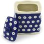 Polish Pottery Jar with Lid 4-inch Blue Eyed Peacock
