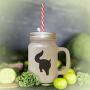 Yellow Maine Coon Cat Silhouette #3 Frosted Glass Mason Jar With Straw