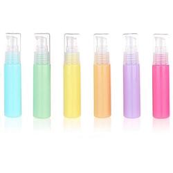 6PCS 30ML 1OZ Empty Macaron Color Plastic Lotion Bottle Pump Jar Refillable Portable Durable Cosmetic Container Shampoo Shower Gel Conditioner Holder for Travel Daily Life Color Random