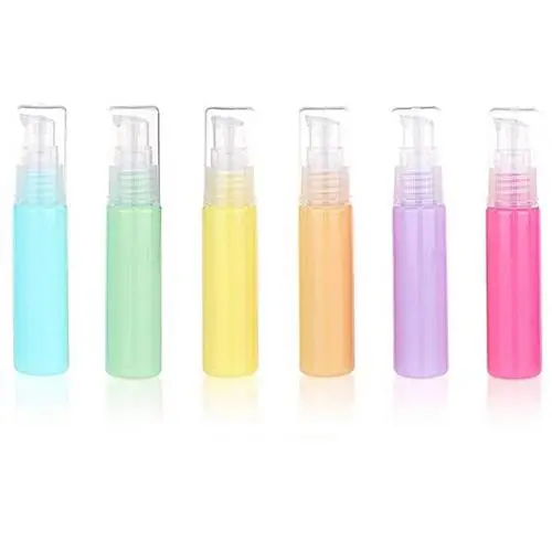 6er Set 30 ml 1 OZ Leere Macaron Farbige Plastik-Lotion-Behälter mit Pumpen, Wiederbefüllbar, Tragbar, Robust, Kosmetikbehälter, Shampoo, Duschgel, Conditioner für Reisen und den täglichen Gebrauch, Farbe zufällig
