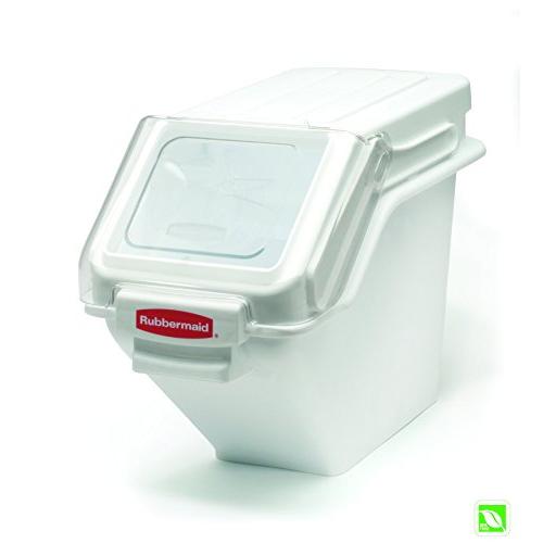 Rubbermaid Commercial Shelf Ingredient Bin with Scoop, 100-Cup Capacity, White, FG9G5700WHT