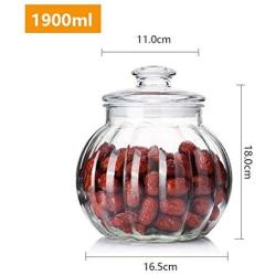 XSWZAQ Glass bottle sealed cans with lid food storage transparent glass bottle filled with milk powder honey tea grains storage tank (Size : 1900ml)