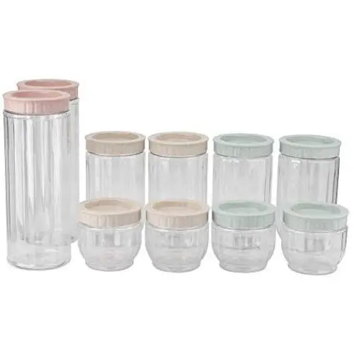 10 pcs/set Plastic Transparent Kitchen Storage Jar Sealing Food Preservation Pot Container