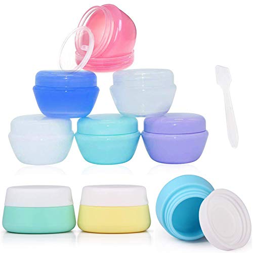 Empty Cream Jars 20ml 9PackTravel Accessories Containers Sets Leak-proof Silicone&PP for Toiletries Compact Travel Size Bottles with Hard Sealed Lid for Makeup Face Body Hand Cream Jar