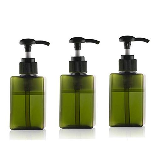 100ml / 3.3oz Refillable Empty Plastic Pump Bottles Jars Set for Makeup Cosmetic Bath Shower Shampoo Hair-Conditioner Toiletries Liquid Containers Bathroom Accessory Set (Green)