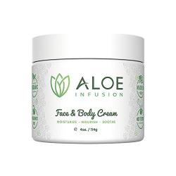 Aloe Infusion Body and Face Moisturizer - All Natural Eczema Cream for Itchy Dry Skin, Sensitive Skin, Acne and Psoriasis - Organic Aloe Vera, Shea Butter, Coenzyme Q10, Grape Seed Oil, Kukui Nut Oil