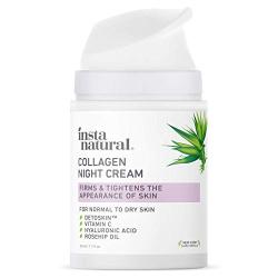 Collagen Night Anti Aging Cream - Anti Wrinkle Moisturizer for Face & Neck- Helps Reduce Appearance of Wrinkles & Fine Lines - Natural & Organic - Vitamin C & Hyaluronic Acid - InstaNatural - 1.7oz