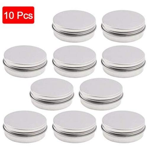 FidgetGear 10Pcs Small Screw Round Lip Metal Tin Storage Jar Balm Containers&Lids Box Case 10 Pack One Size