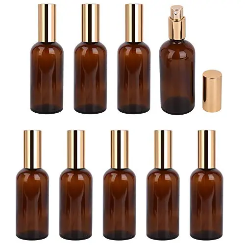 Foraineam 9 Pack 100ml / 3.4 oz. Amber Glass Spray Bottle with Atomizer, Fine Mist Spray, Refillable Container for Perfume, Cleaning Products, Essential Oils Foraineam 9 Pack 100ml / 3.4 oz. Amber Glass Spray Bottle with Atomizer, Fine Mist Spray, Refillable Container for Perfume, Cleaning Products, Essential Oils