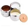 Mini Spice Jars Stainless steel seasoning pot bamboo cover fermenting jar three-piece Mini Spice Jars Stainless steel seasoning pot bamboo cover fermenting jar three-piece